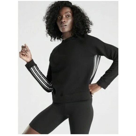 Athleta 24/7 Black Athleisure Sweatshirt Stripe Detail - Picture 1 of 6